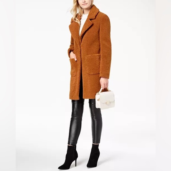 French Connection Cozy Brown Teddy Coat - Picture 1 of 6